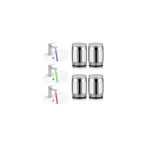 Robinet d'Eau LED Coloré - 4 Pièces Avec 3 Couleurs, Sensible À La Température, Capteur De Température Pour Salles De Bains, Cuisine (1/4)