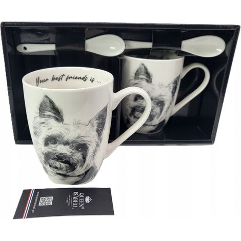 Juego de dos tazas grandes con el dibujo de un Yorkshire terrier. (1/5)