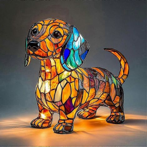 Lampe Chien Série Chien Veilleuse Art Résine Décoration Canine Bureau Accent Décoration Intérieure ( D ) (1/4)