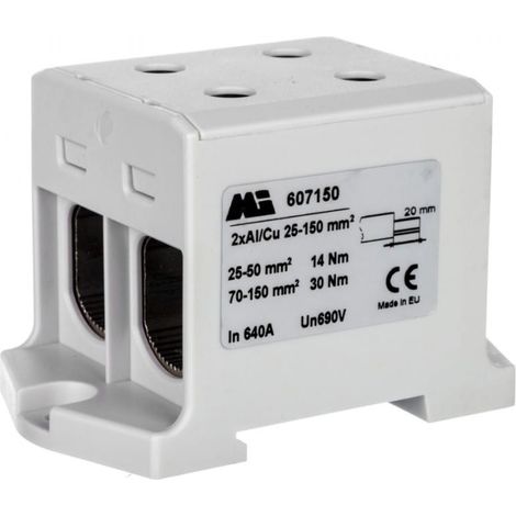 2-Spur-Schienenverbinder 35-150mm2 grau Euro multiOTL 150 2xAl/Cu 607150