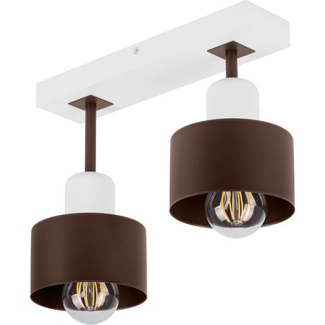 Lámpara de techo blanca de madera y metal de estilo escandinavo, 2xE27, iluminación LED moderna para salón, cocina, dormitorio, habitación infantil, loft. (1/5)