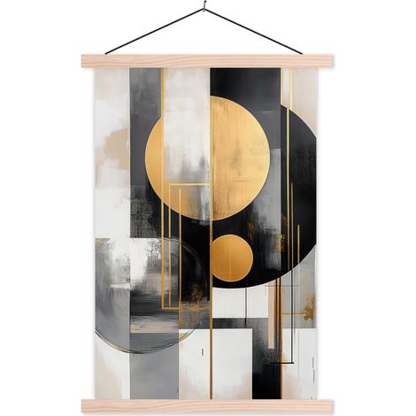 TEXTILE WALL ART Abstract - Gold - Silver - Shapes - Aesthetic - Modern 60x90 cm (1/3)