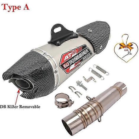 Pot d'échappement moto, tube intermédiaire en fibre de carbone, pour Honda NC700, NC700X, NC750, NC750X, NC750S, 2012-2023, Yoshimura AT2 (Type A) (1/5)