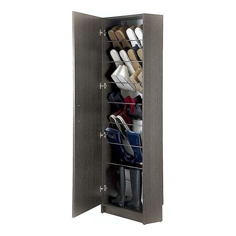 TOPKIT | Danubio 56ab Meuble à chaussures avec miroir - Meuble à chaussures étroit | Meuble à chaussures avec miroir | wengé (1/3)