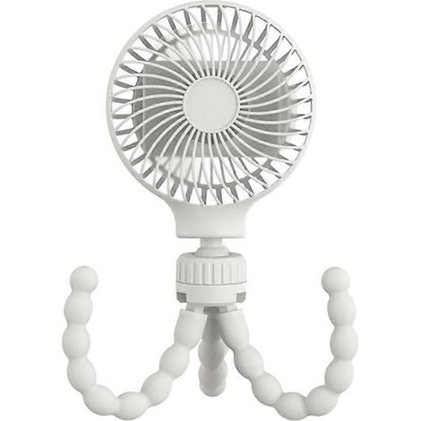 Ventilateur de bureau USB 4Levels Mini en forme de pieuvre avec trépied flexible 9V 4W - Batterie 4000 mAh - Blanc (1/4)