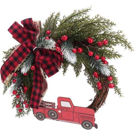 Couronne de Noël camion rouge, pour les récoltes d'automne et Thanksgiving (1 pièce) (1/5)