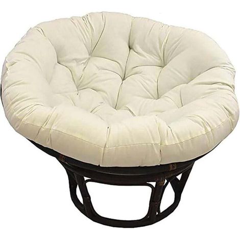 Coussin de chaise de jardin imperméable avec sangles - lavable rond blanc cassé 100 x 100 cm (1/4)