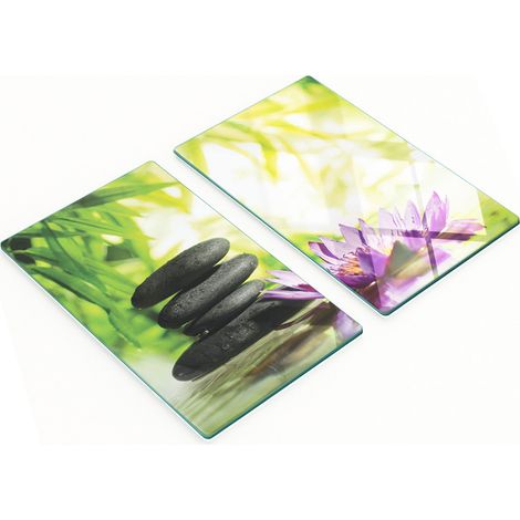 Juego de 2 pizarras de vidrio templado Lotus y Zen Stone 2x30x52 cm