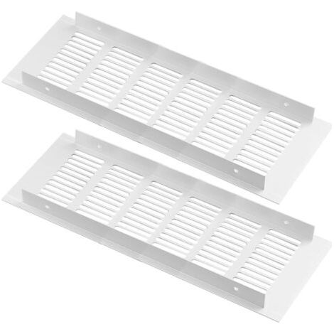 QORVA-Lot de 2 grilles d'aération rectangulaires en aluminium blanc pour armoire de cuisine, armoire à chaussures et penderie, 100 mm x 250 mm