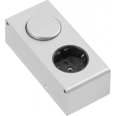 Prise de courant avec interrupteur - Prise de meuble 230 V, 16 A - Type français (sans terre) - IP20-3600 W - Aspect aluminium - Câble de raccordement 0,3 m - Pour cuisine et plan de (1/3)