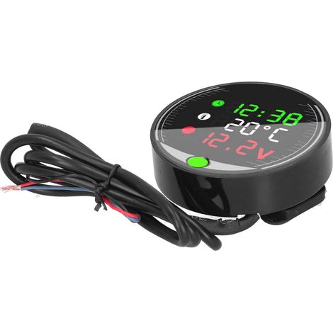 Universelles LED-Motorradvoltmeter 9-24V mit Thermometer und Stoppuhr