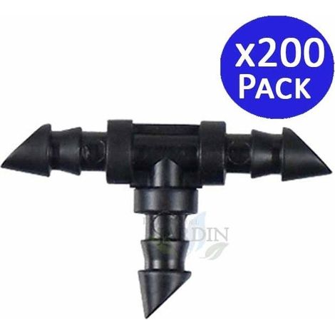 Lot de 200 Té tuyau 4 mm pour joindre un tuyau arrosage de 4,5 x 6,5 mm