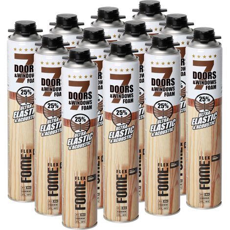 Mousse polyuréthane élastique FOME FLEX 7 Doors & Windows – montage portes & fenêtres, isolation & étanchéité – 750 ml – Lot de 12 pièces