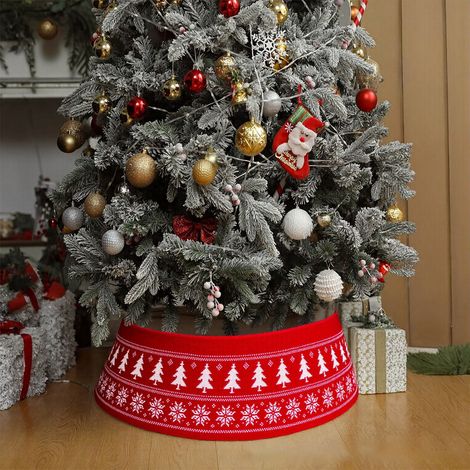 Ardoise De Sapin De Noël - Tricotée En Acrylique - Motif Flocon De Neige - 72 X 24 Cm - Pour Cacher Pied D Arbre - 1 Pièce (1/5)