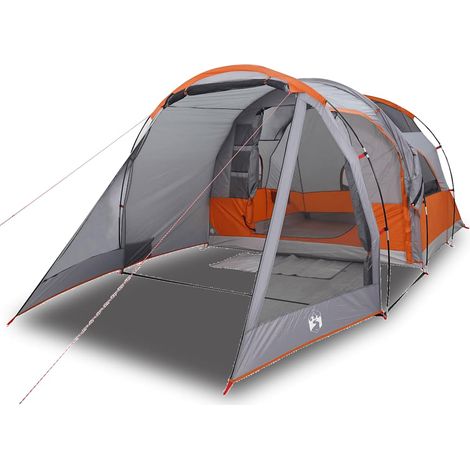 vidaXL Tienda de campaña túnel para 4 personas impermeable gris y naranja (1/2)