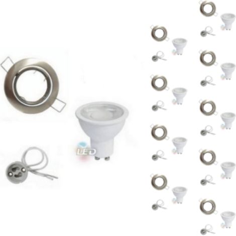 Kit Spot LED GU10 Encastrable Orientable 8W Rond Inox - Pack de 10 - Blanc Froid 6000K - 8000K - SILAMP (1/4)