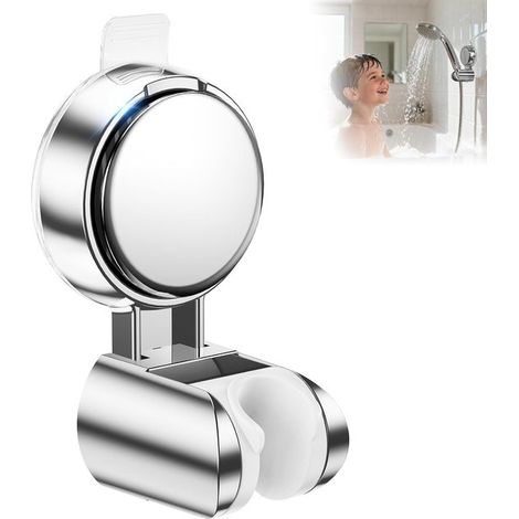 Support de pommeau de douche auto-adhésif - Installation sans perçage - Support mural amovible avec ventouse - Rotatif - Réglable - Compatible avec verre, carrelage, marbre, métal ou acier inoxydable (1/5)