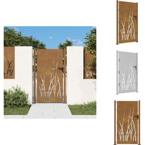 Portail de jardin 105x180 cm acier corten conception d'herbe - Portail De Jardin - Portails Métalliques - Portail Acier Corten - Clôture Jardin - Entrée Jardin (1/5)