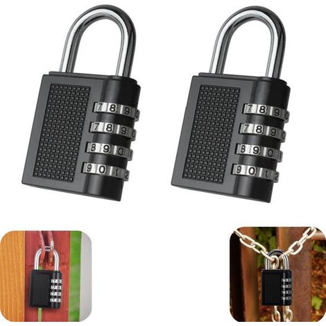 Cadenas en 2 parties verrou de porte de coffre verrou de valise cadenas à combinaison en métal (noir, 44,8 cm) (1/5)
