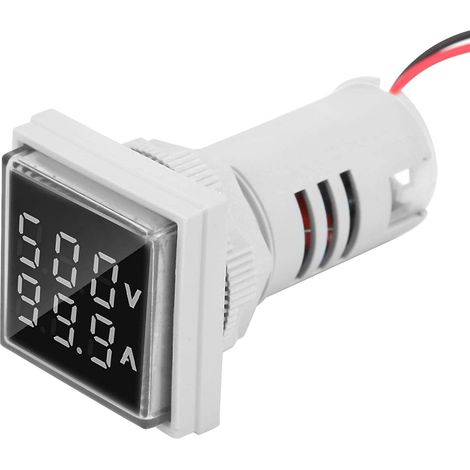 Voltmètre numérique, indicateur LED, testeur de tension, détecteur de courant, double affichage 22 mm, ampèremètre 0-100 A 60-500 V CA, montage encastré (1/4)