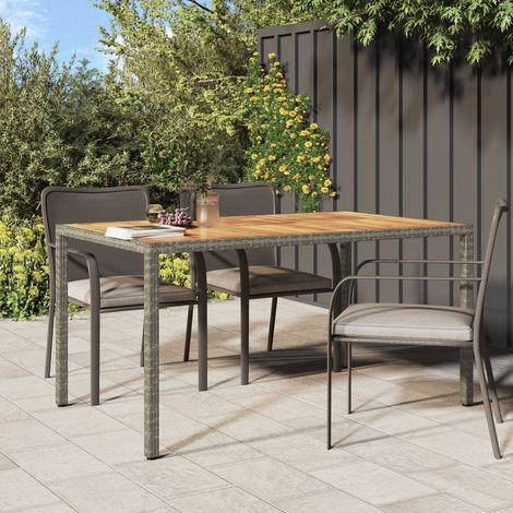 vidaXL Garden Table Grey 150 x 90 x 75 cm Poly Rattan