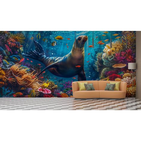 Papier peint animaux otarie sous locean - 300 x 250 cm (1/2)
