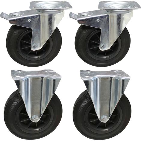 ADB Rollensatz 2 Lenkrollen 2 Bockrollen 200mm Set Rollwagen Transportrollen (1/5)