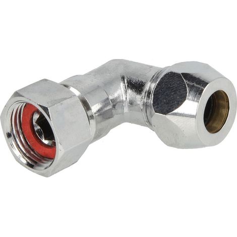 Raccord à sertir coudé avec écrou à chapeau 3/8’’ x 10 mm chromé