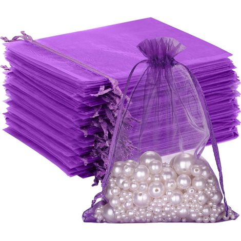 100 sacchetti in organza, sacchetti regalo in organza, sacchetti per gioielli, sacchetti di lavanda per gioielli, regali, caramelle, bomboniere - 13x18 cm viola