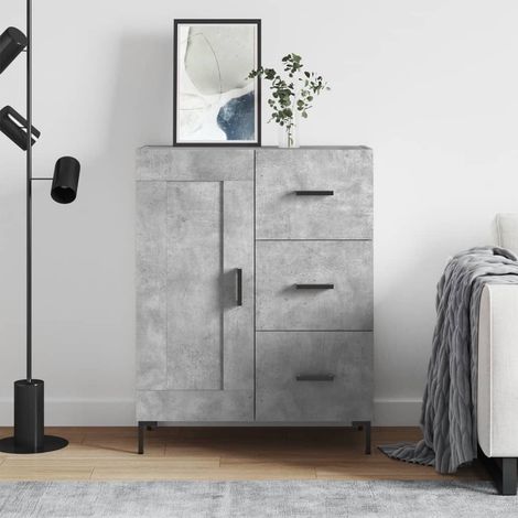 Aparador de madera de ingeniería gris hormigón 69,5x34x90 cm vidaXL (1/5)