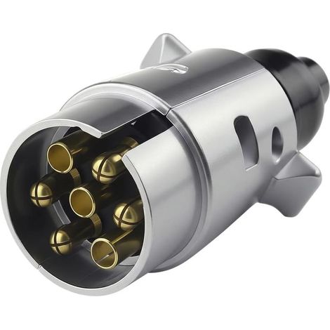 Prise Remorque 7 Broches, 12V Étanche Connecteur Remorque en Métal 7 Broche, Adaptateur Prise Remorque, pour Caravane Voiture RV Remorque Connecteur, Compatible avec La Norme (1/5)