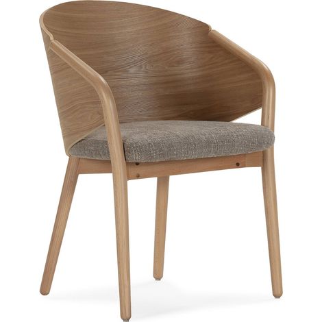 Chaise en bois et tissu au confort enveloppant - naturel et brun clair (1/2)