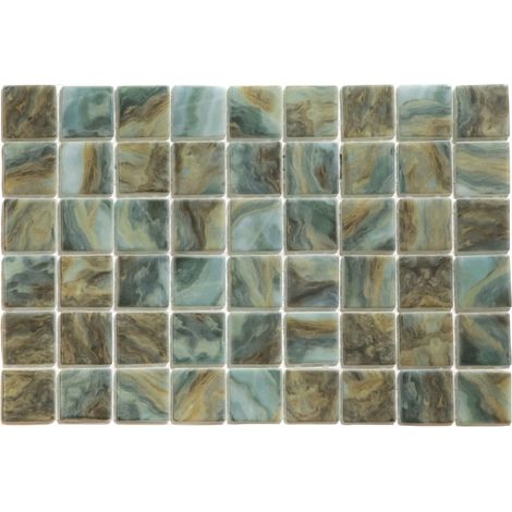 Ilcom – Mosaïque en verre pressé Modena Cannes Pool 31,5cm x 47,7cm – Surface antidérapante – Pour murs et sols de piscine – Finition brillante