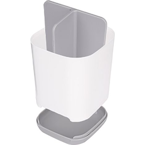 Toothbrush holder, Toothbrush holder, Removable plastic bathroom toothbrush holder with drain hole, 2 toothbrush compartments + 1 tray, Non-slip base (1/5)