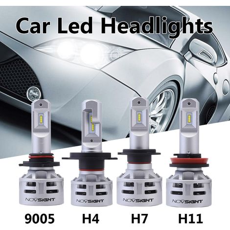 Bombillas LED para faros delanteros y antiniebla NOVISIGHT H4 H11 H7 9005 H16JP de 60 W y 10000 lúmenes, color blanco 6500 K D45 (1/2)