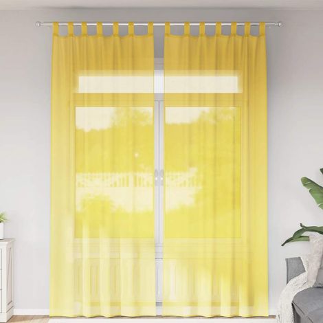 Voile Curtains with Loops 2 pcs Yellow 140x260 cm vidaXL