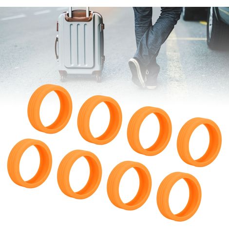 Lot de 8 housses de protection en silicone pour valises, protection efficace contre le bruit, protection étanche pour roues de valise, orange,DUBUNS (1/4)