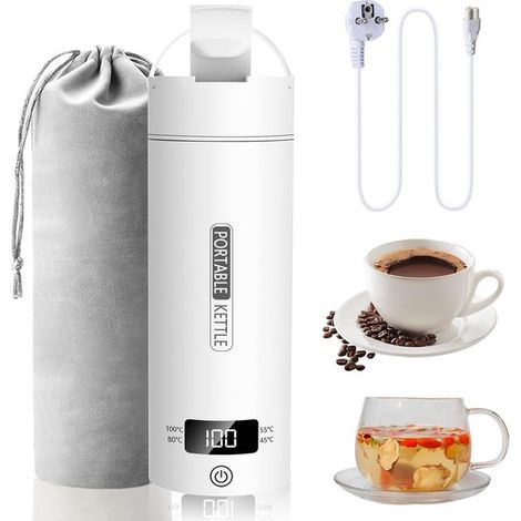 Bollitore elettrico da viaggio, piccolo, 500 ml, bollitore compatto, per viaggi, acqua bollente rapida, mini bollitore, portatile, acciaio inox 316, spegnimento automatico, per tè, caffè, latte per ne (1/5)