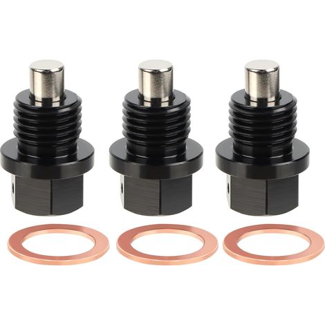 Magnetische Ölablassschraube, 3er-Set M14x1,5 cm, Magnetische Kurbelgehäuse-Ablassschraubendichtung, Kurbelgehäuse-Ablassadapter mit Magnetdichtungen, Ölablassschrauben-Schraubensatz für Pkw, Stopfen (1/5)