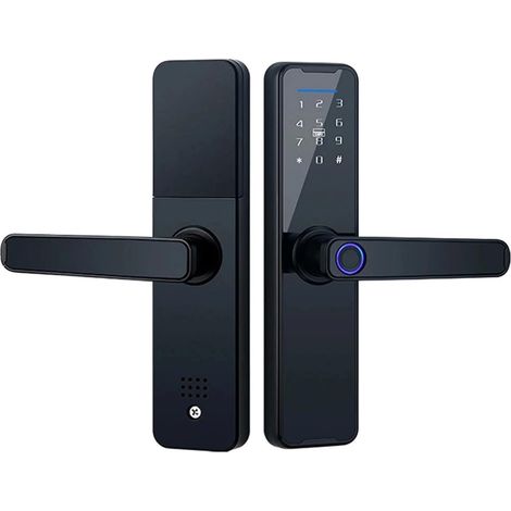 Serrure Intelligente biométrique à Empreintes digitales, Serrure de Porte à Clavier avec poignée, Serrure électronique à pêne Dormant (1/5)