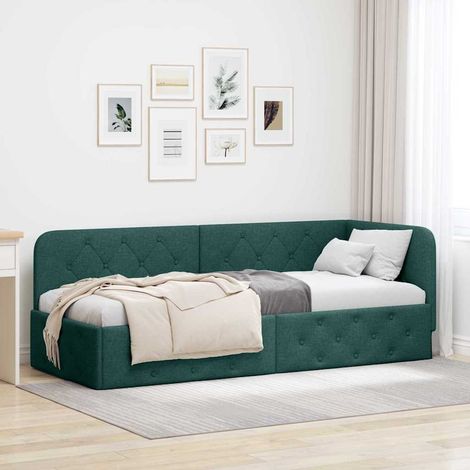 Eckbettgestell Dunkelgrün 80 x 200 cm Stoff