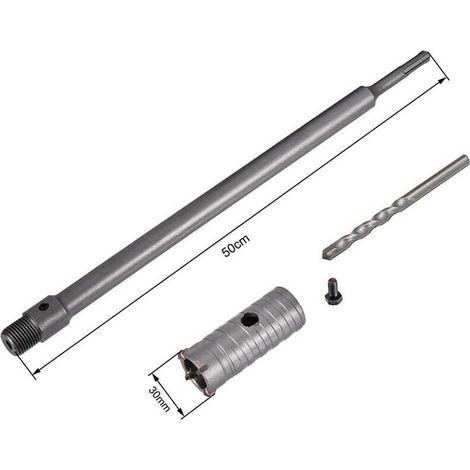 Fresa A Tazza 30 Mm Asta Prolunga . 50 Cm Per Trapano Attacco Sds Plus