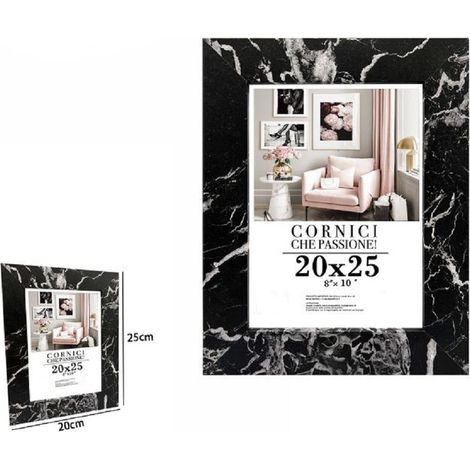 TrAdE Shop Traesio - Cornice Portafoto Quadri Tele Poster 20 X 25 Cm Modello Effetto Marmo Nero 71671 -