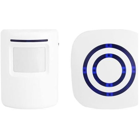 Campanello di sicurezza senza fili – Rilevatore di movimento a infrarossi – 38 melodie – Installazione semplice – Per vialetto/porta d'ingresso/attività commerciale (1/4)