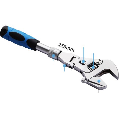 Clé réglable multifonctionnelle, cliquet à tête pivotante pliable, clé d'extension à dégagement rapide pour la plomberie, l'électricité et la salle de bain, 5 en 1 pour la climatisation, 10 pouces. (1/5)