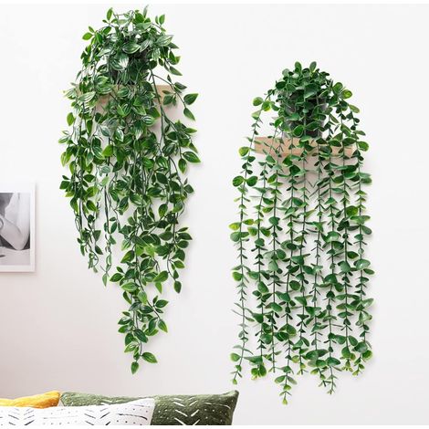 2 Plantes Suspendues, Vignes Artificielles 50cm, Feuilles Eucalyptus, Décoration Intérieur Extérieur (1/5)