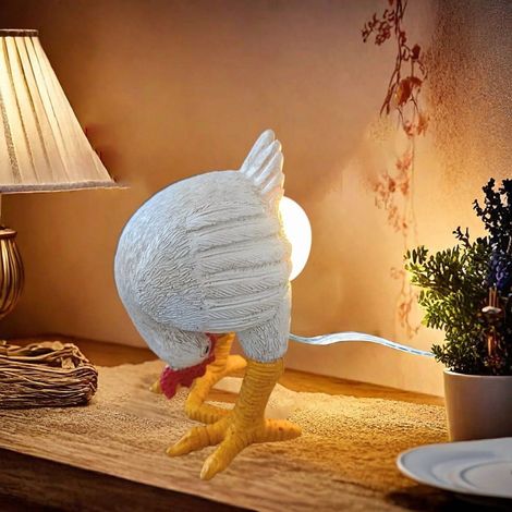 Lampe Veilleuse En Résine Forme D Oeuf De Poule - Lampe De Table À Led - Décoration Fantaisiste Pour Chambre Et Salon - 1 Pièce (1/5)