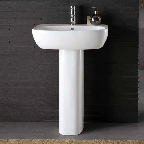Lavabo con colonna Geberit 50 cm bianco lucido Fantasia (1/5)