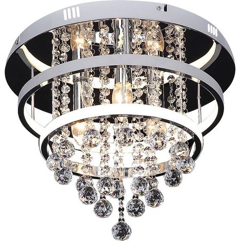 Plafonnier cristal LED 32W 4000K chromé Rabalux Pallas Ø40cm (1/4)