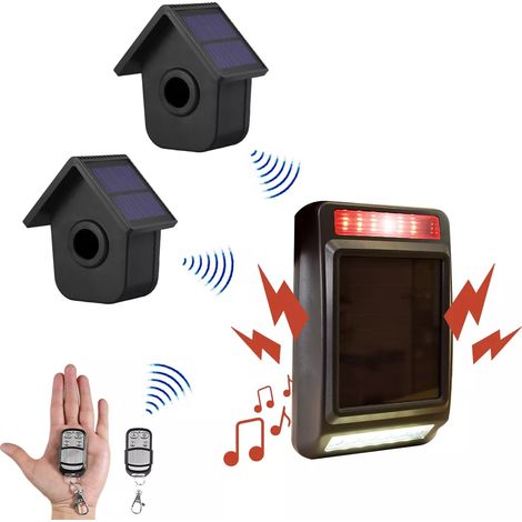 Alarme extérieure autonome sans fil longue distance (600m) - 2 détecteurs de mouvements + sirène solaires (DA600+)